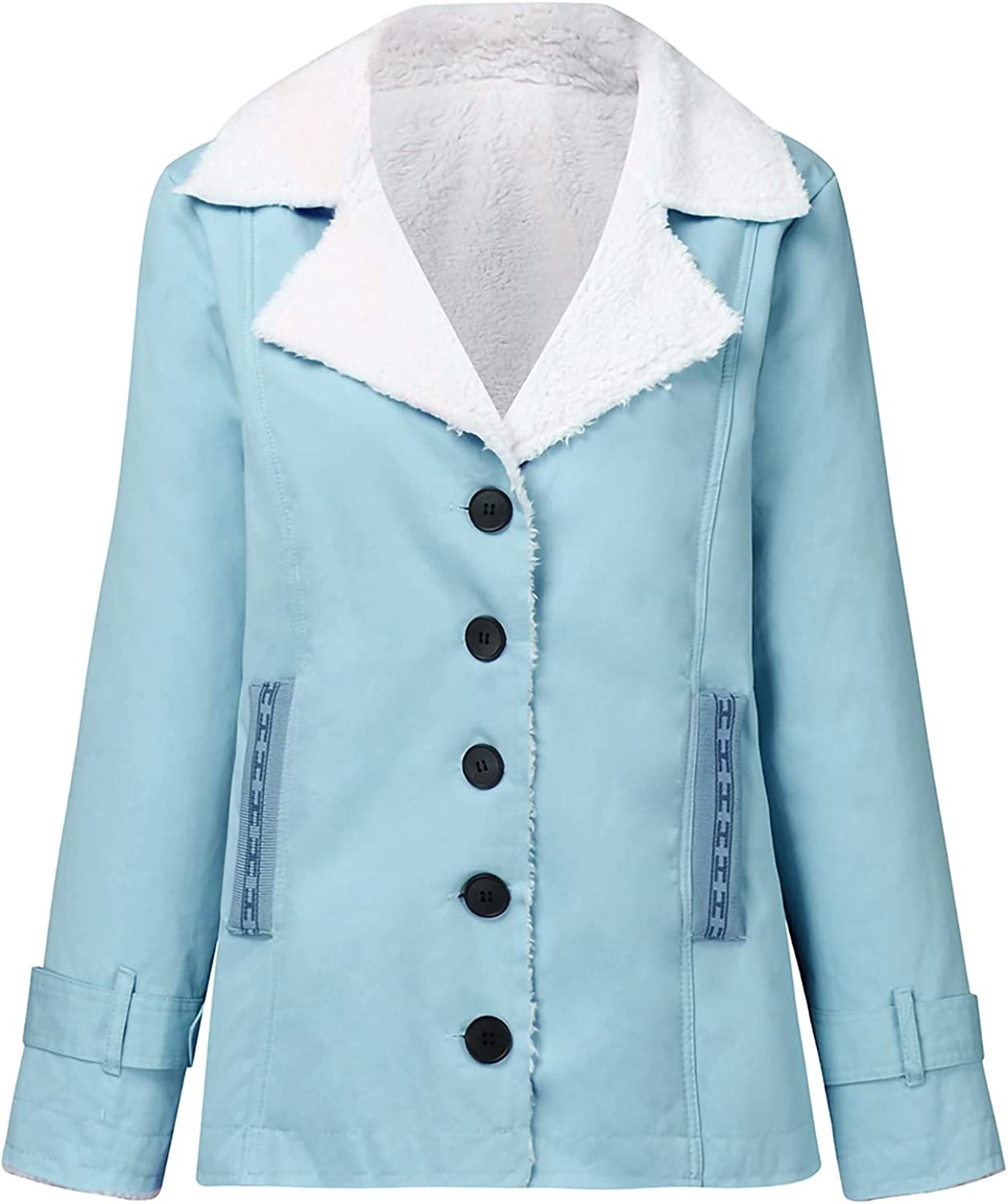 Cbcbtwo Women Plus Size Winter Warm Coats Sherpa Lined Denim Jacket Fuzzy Fleece Thick Outerwear Zip/Button Hooded Overcoats