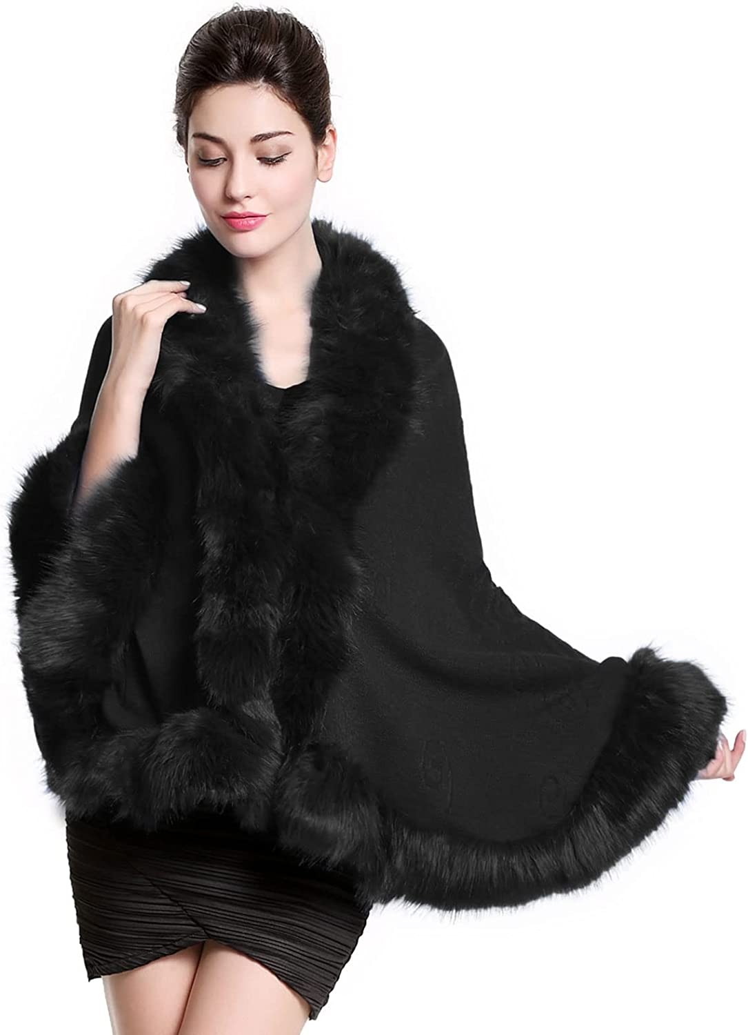 BEAUTELICATE Faux Fur Shawl Wrap Stole Shrug Bridal Winter Wedding with Hook