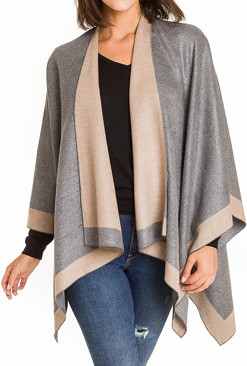 Women s Shawl Wrap Poncho Ruana Cape Cardigan Sweater Open Front for Spring Fall Winter
