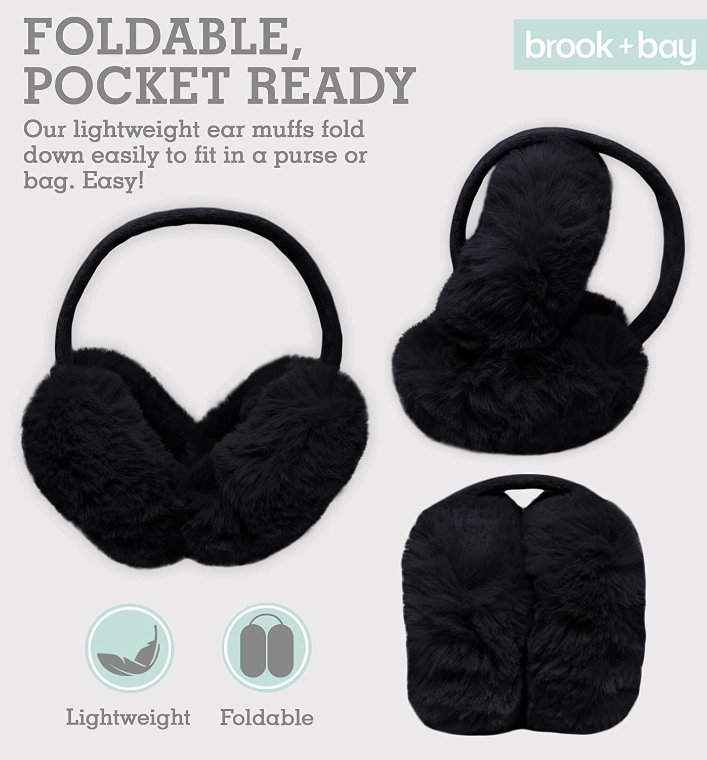 Ear Muffs for Women - Winter Ear Warmers - Soft & Warm Cable Knit Furry Fleece Earmuffs - Ear Covers for Cold Weather