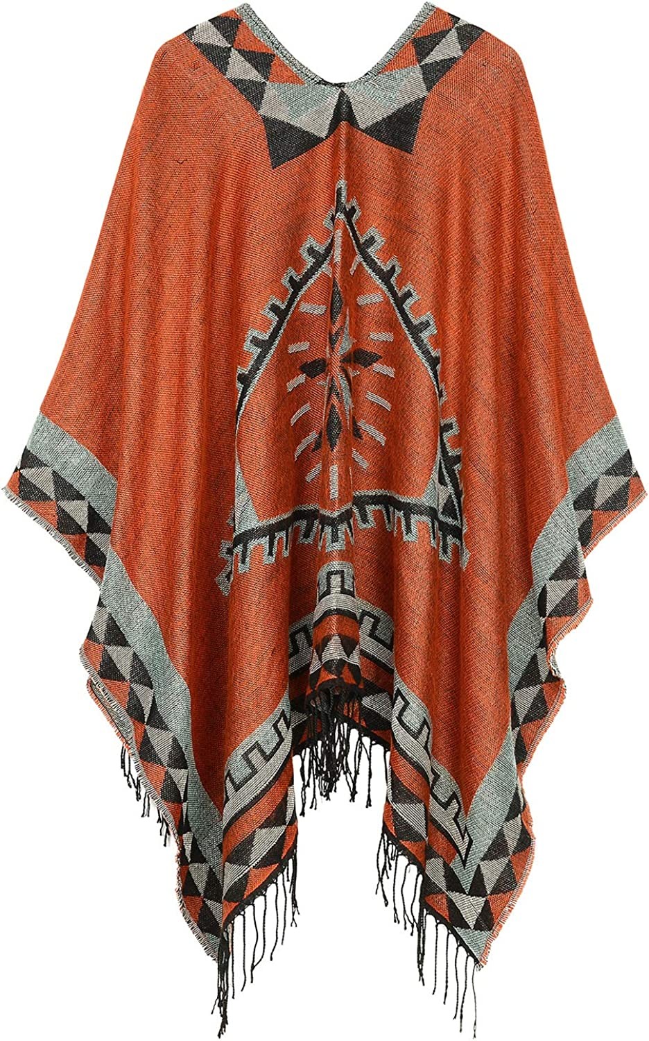 Womens Blanket Shawls Wraps Winter Printed Open Front Poncho Cape Plaid Shawls for Women