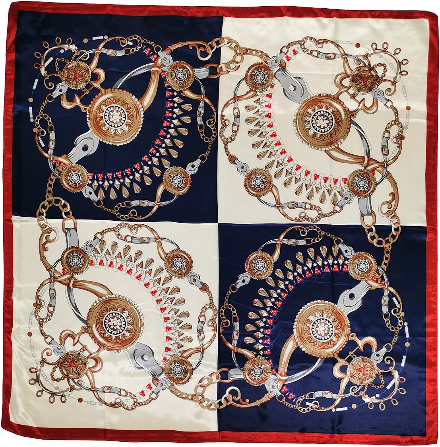 Stylish square satin print bandana scarf with silky feel