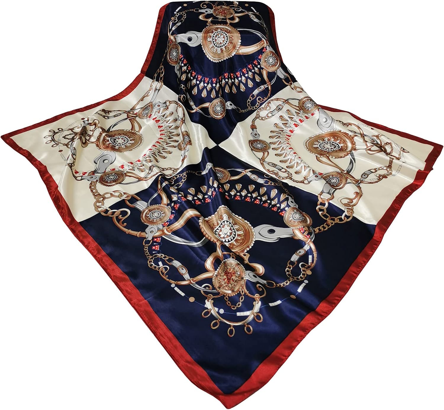 Stylish square satin print bandana scarf with silky feel