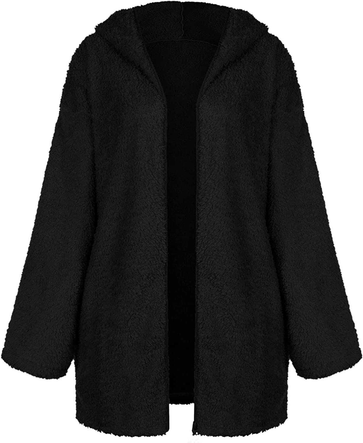 INESVER Womens Winter Coats 2022 Fashion Faux Fur Coat Fuzzy Fleece Warm Sherpa Hoodie Jacket Button Lapel Cardigan Sweater
