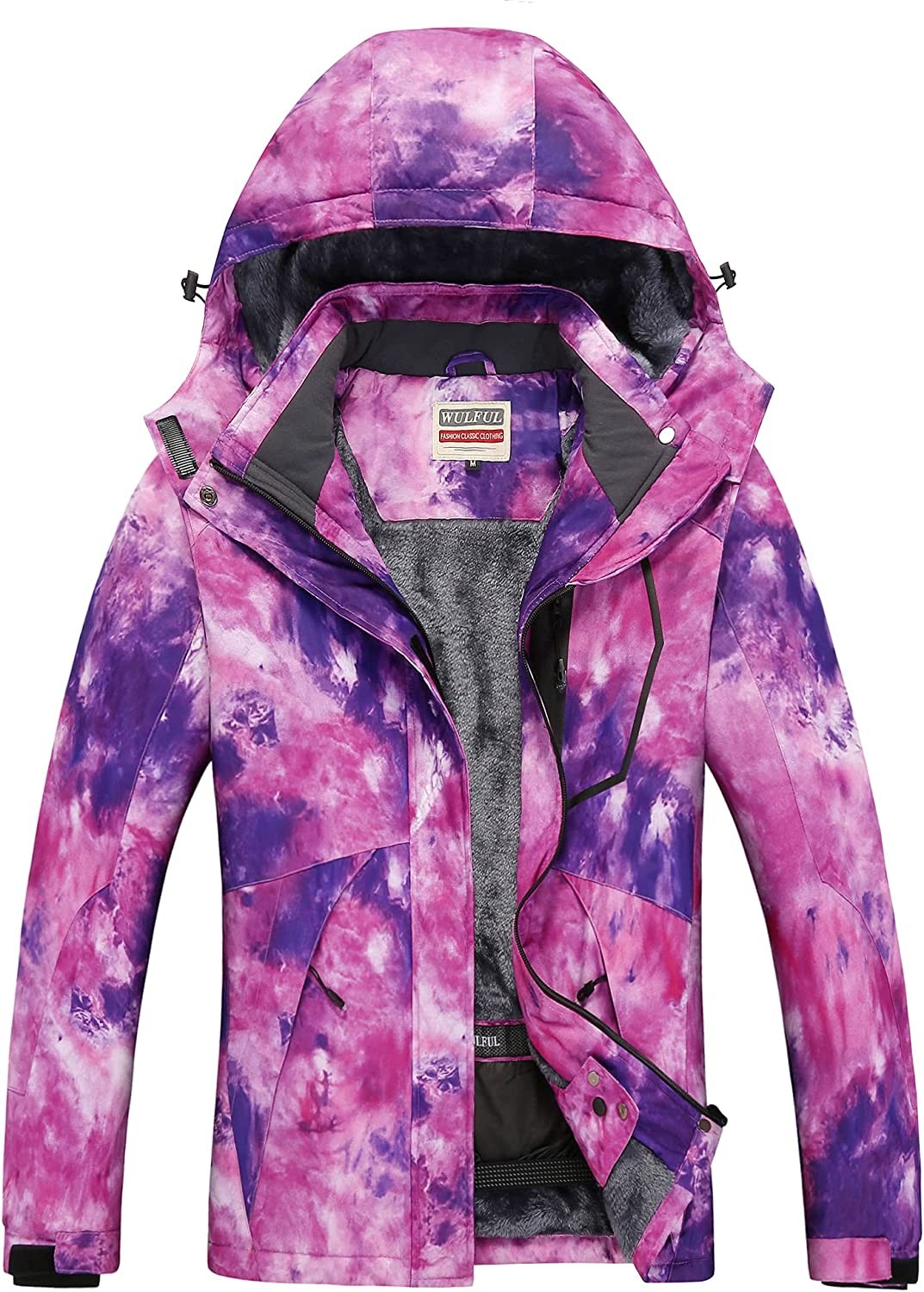WULFUL Women’s Waterproof Snow Ski Jacket Mountain Windproof Winter Coat with Detachable Hood