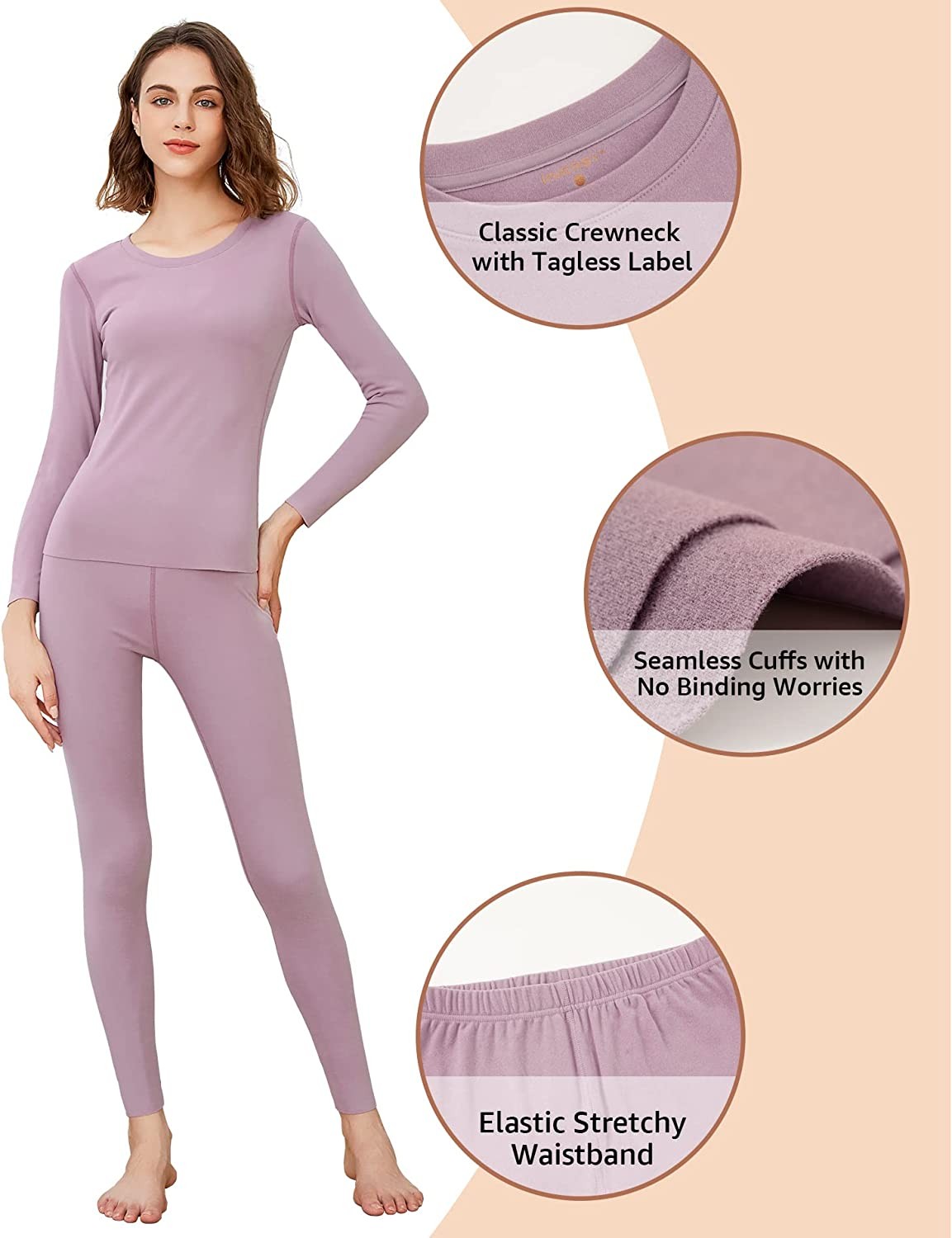INNERSY Women s Thermal Underwear Set Thin Light Long Johns Base Layer for Cold Weather
