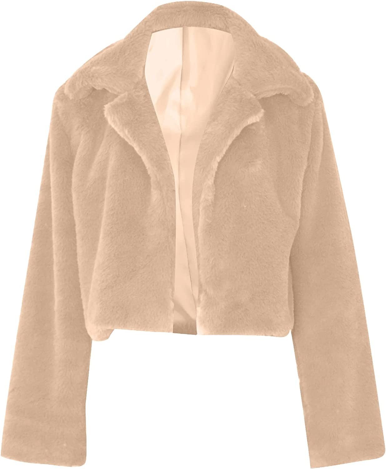 Faux Fur Jackets For Women Winter Warm Fluffy Fleece Crop Outerwear Oversized Soft Coats Jacket Trendy Short Tops