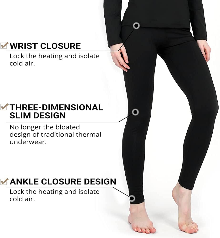 HEROBIKER Thermal Underwear Women Ultra-Soft Set Base Layer Top & Bottom Long Johns Warm with Fleece Lined Winter