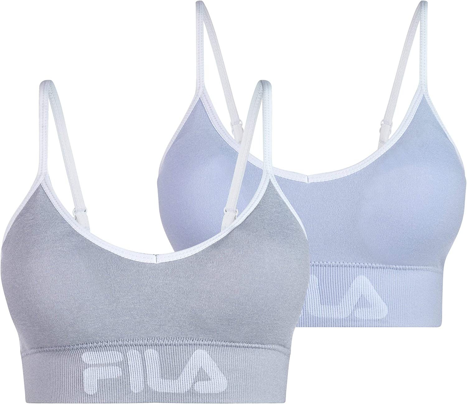 Fila Women s 2-Pack Classic Seamless Logo Cami Low Impact Sports Bra with Adjustable Straps