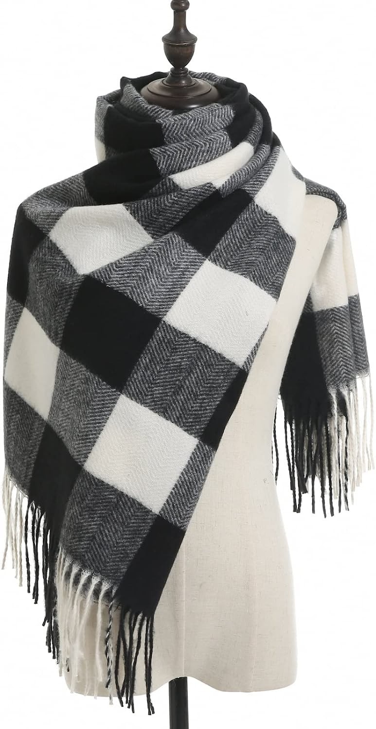 PCIQUTE Women s Fashion Long Shawl Big Grid Winter Warm Lattice Large Scarf fashion