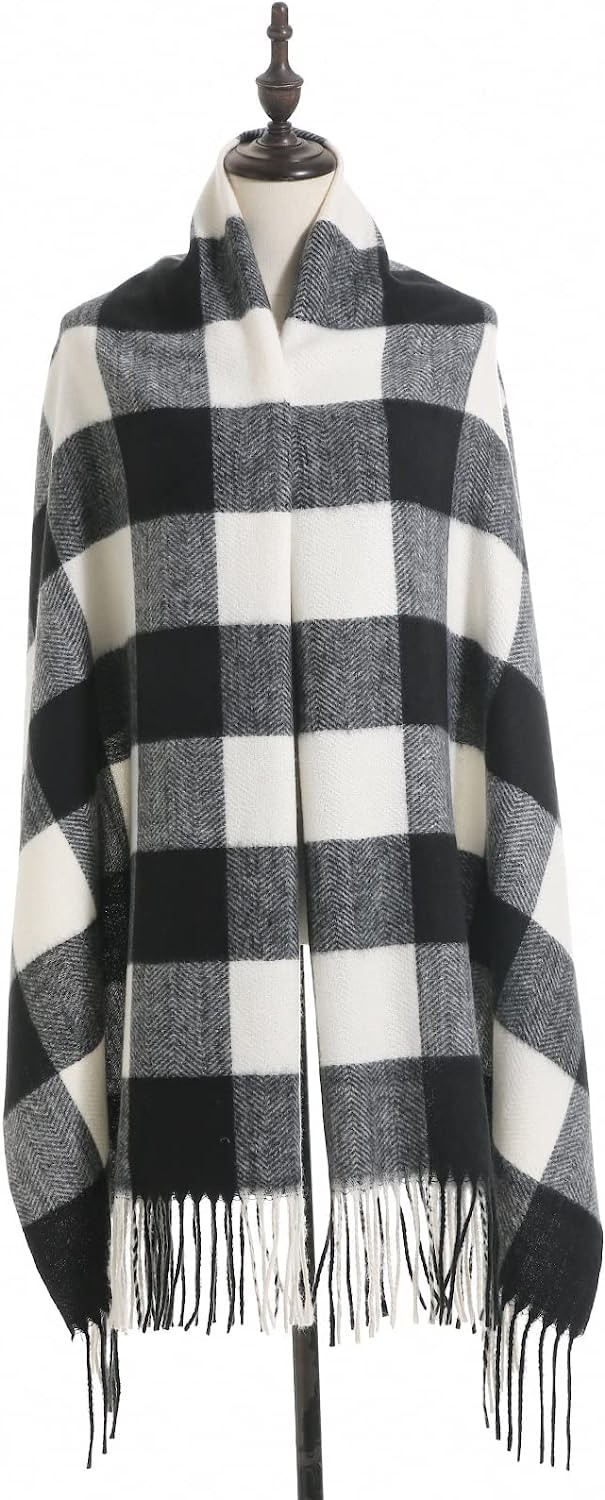PCIQUTE Women s Fashion Long Shawl Big Grid Winter Warm Lattice Large Scarf fashion