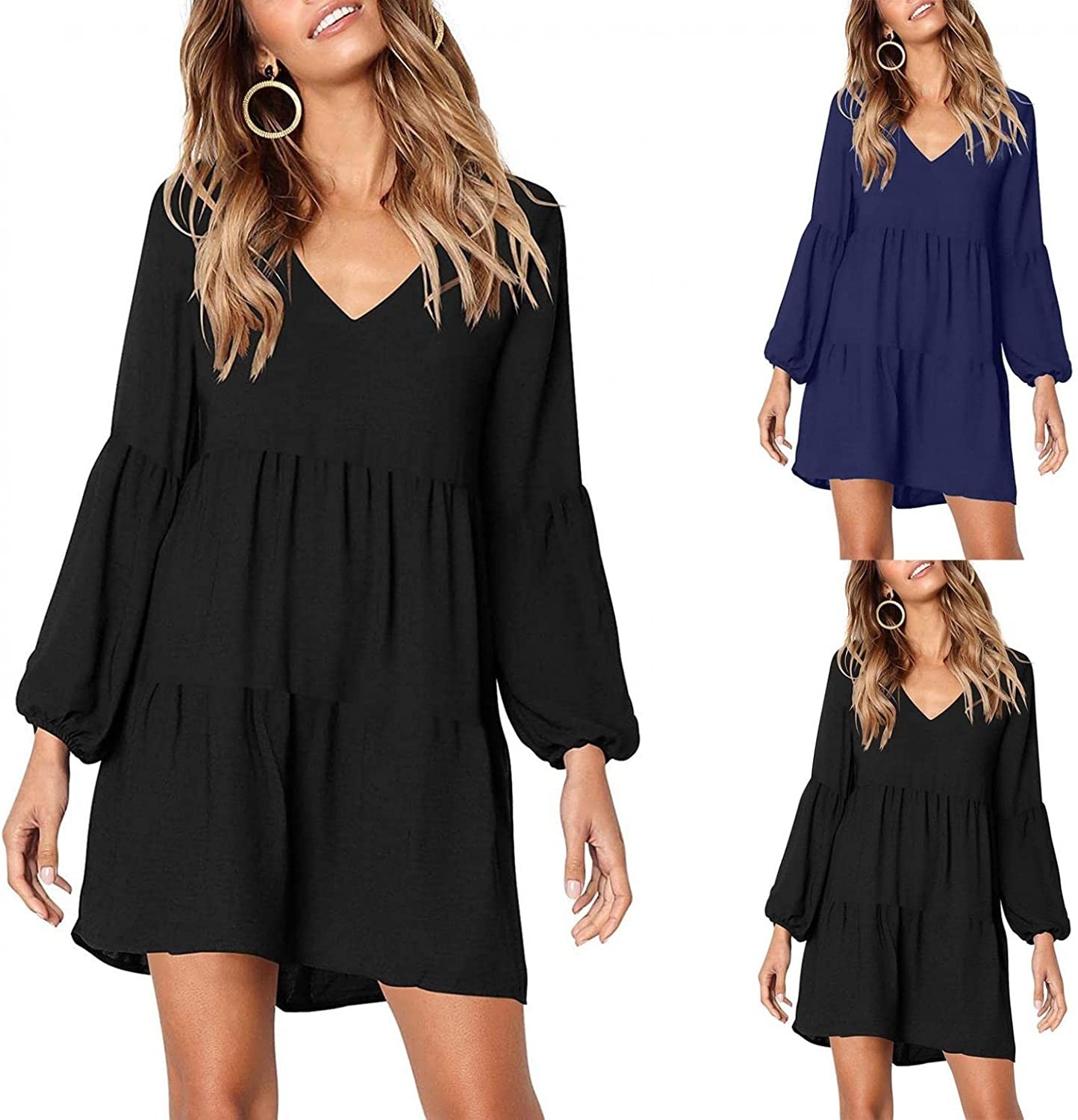 AIHOU Women Metal Halter Neck Sleeveless Boho Mini Dress Sexy Beach Casual Summer Sundress Tunic T Shirt Cami Tank Dress