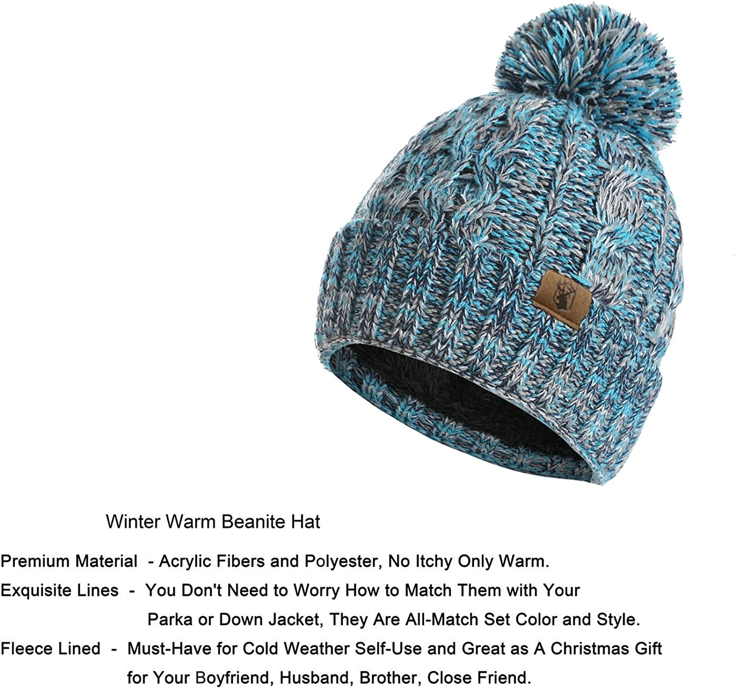 Winter Warm Beanie Hat Scarf and Touchscreen Gloves Set for Womens Skull Caps Neck Scarves with Fleece Lined for Men