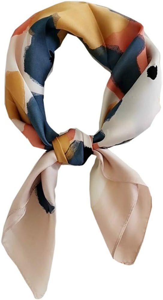 FONYVE Silk Feeling Scarf Medium Square Satin Head Scarf for Women 27.5 × 27.5 inches