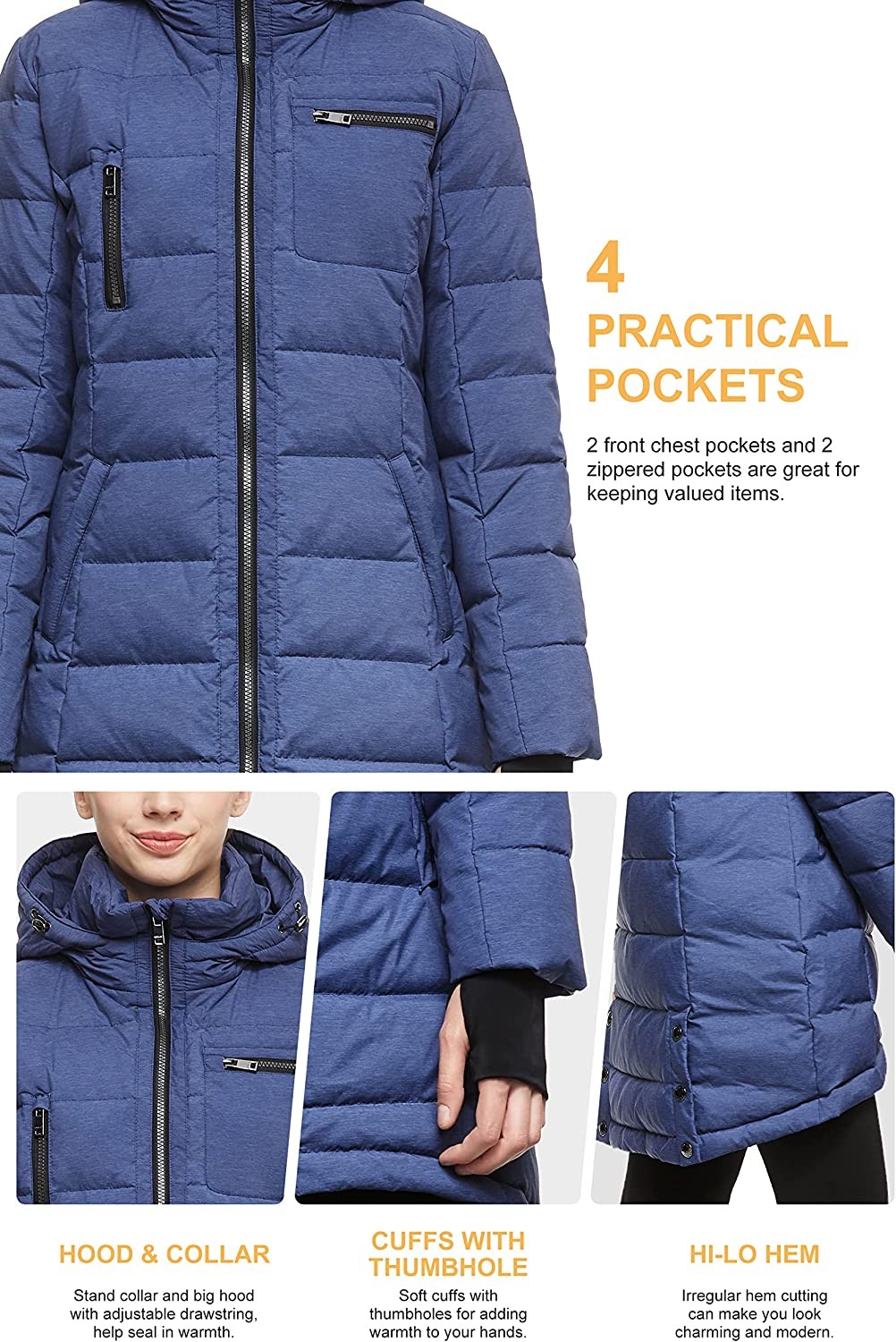Orolay Women s Down Jacket Coat Mid-Length