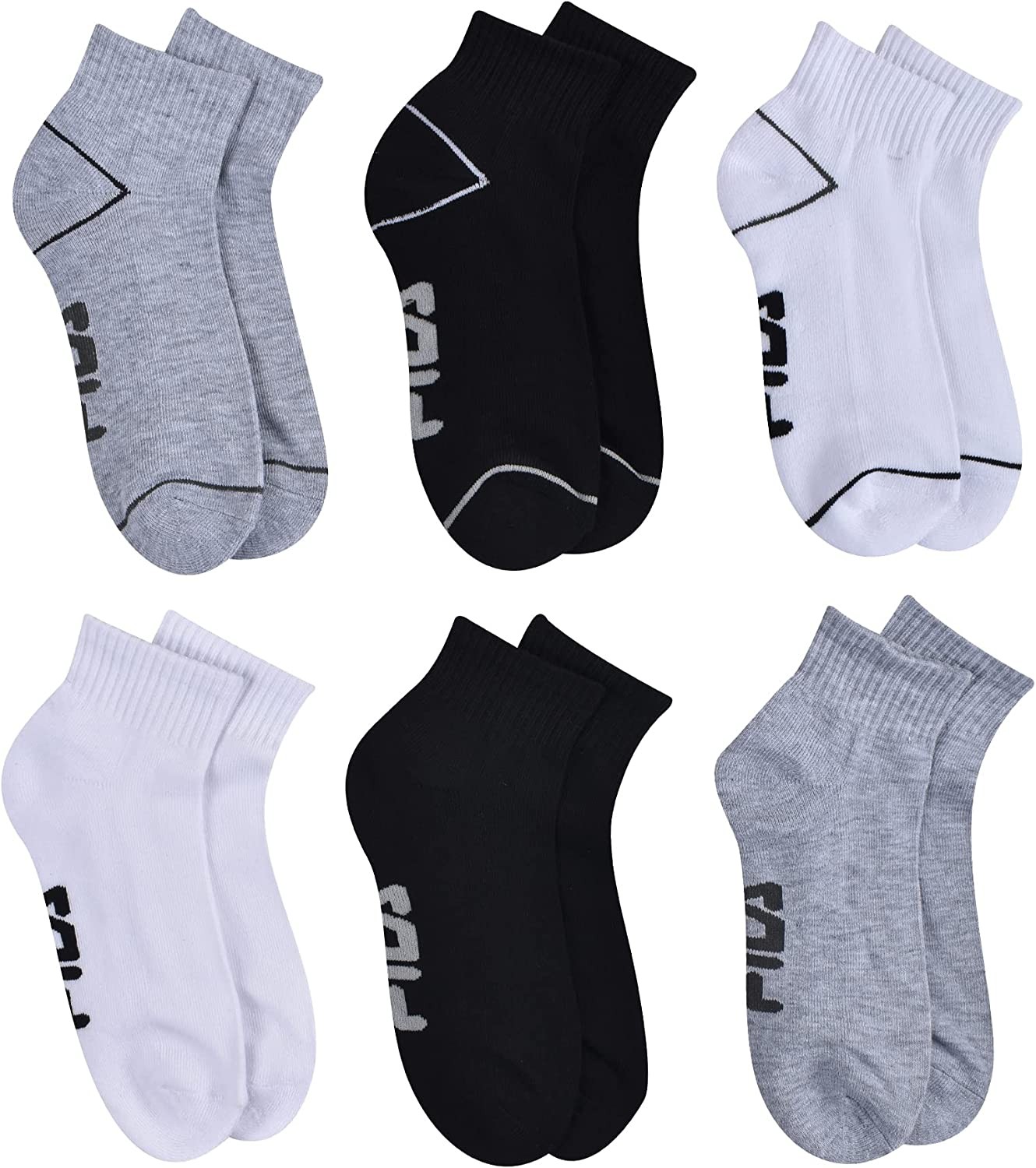 Fila Women s 6-Pack Simple Logo Half Cushion Quarter Socks