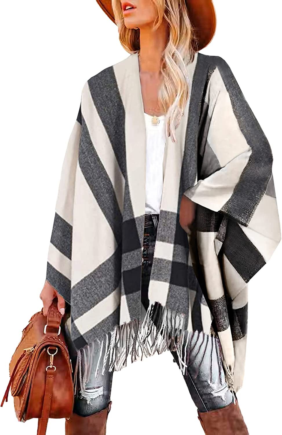 Breezy Lane Women s Shawl Wraps Poncho Sweater Open Front Cape Cardigan for Fall Winter Holiday