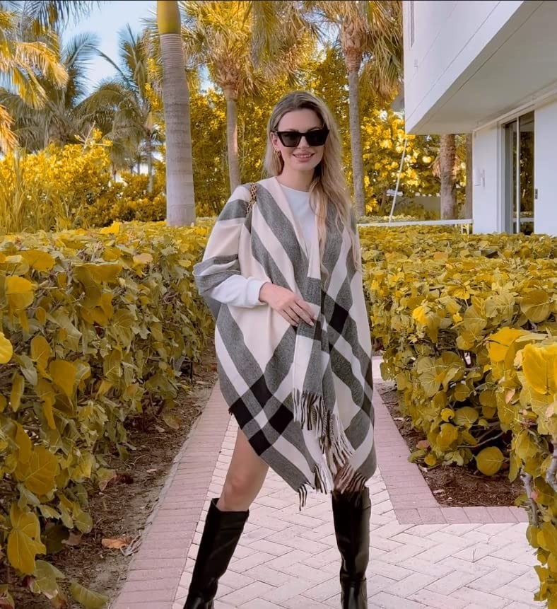 Breezy Lane Women s Shawl Wraps Poncho Sweater Open Front Cape Cardigan for Fall Winter Holiday