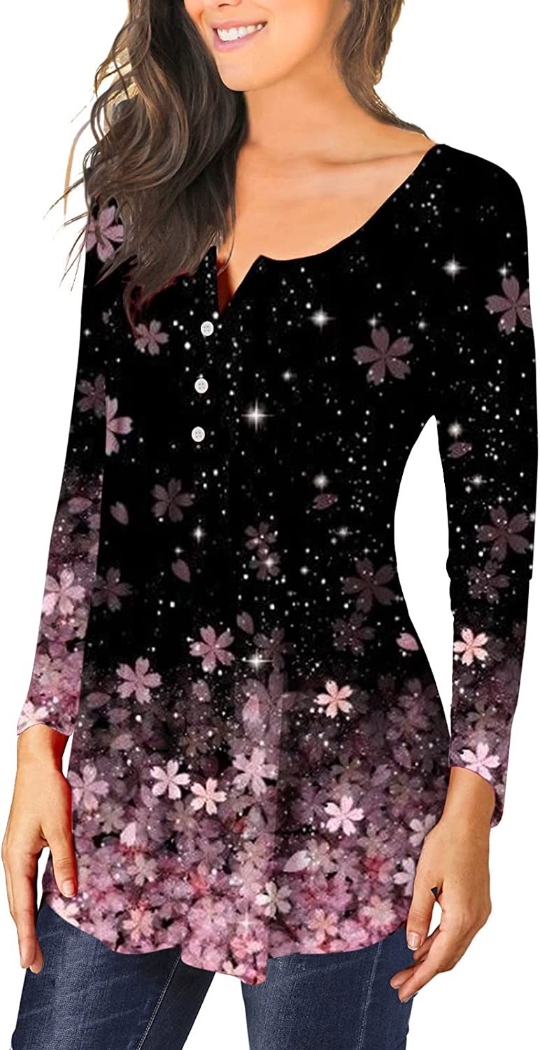 Womens 2022 Fall Fashion Tops Dressy Casual Tunic Tops to Wear with Leggings V Neck Long Sleeve Buttons Up T-Shirts