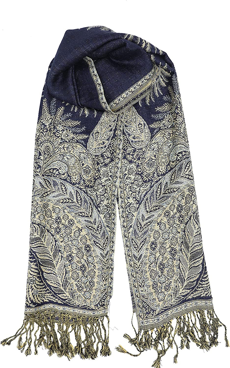 Achillea Luxurious Double Layered Jacquard Big Paisley Pashmina Shawl Wrap Scarf
