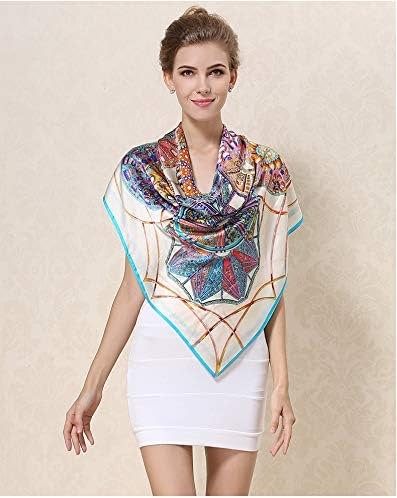 Large Square Silk Scarf with 100% Mulberry Silk,6 Different Patterns,Big Square,110 x 110cm,真丝围巾