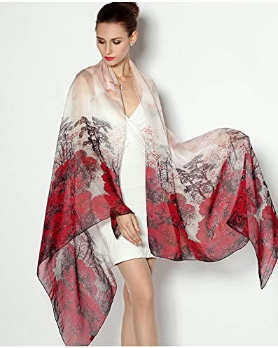 Silk Scarf,Chiffon Quality Semi-Transparent Silk Scarf,100% Silk,8 Styles,180cm x 110cm,真丝围巾
