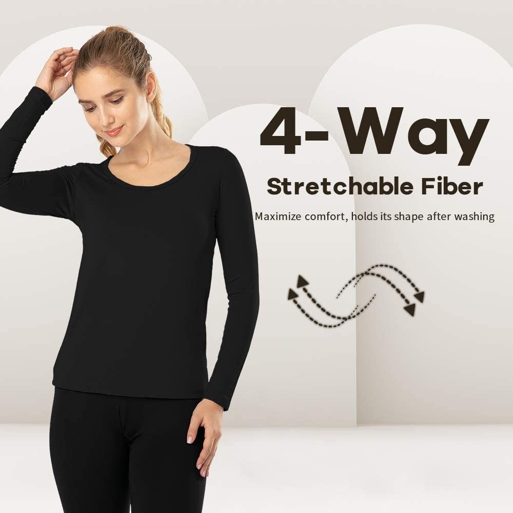 MANCYFIT Thermal Tops for Women Fleece Lined Shirt Long Sleeve Base Layer V Neck