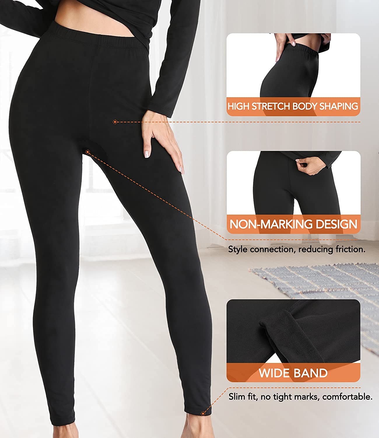 JZCreater Women Thermal Underwear Set, Women Long Johns Base Top & Bottom Layer, Winter Pajama Set for Cold Weather