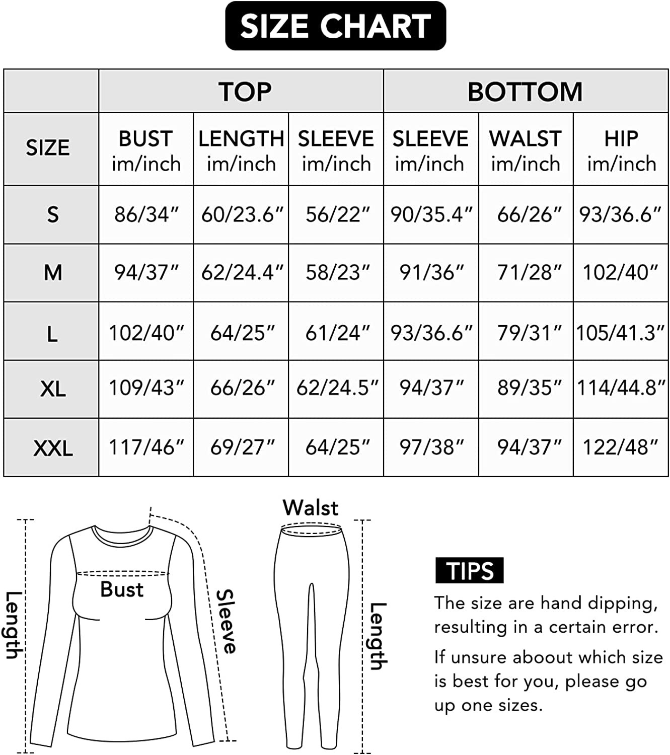 JZCreater Women Thermal Underwear Set, Women Long Johns Base Top & Bottom Layer, Winter Pajama Set for Cold Weather