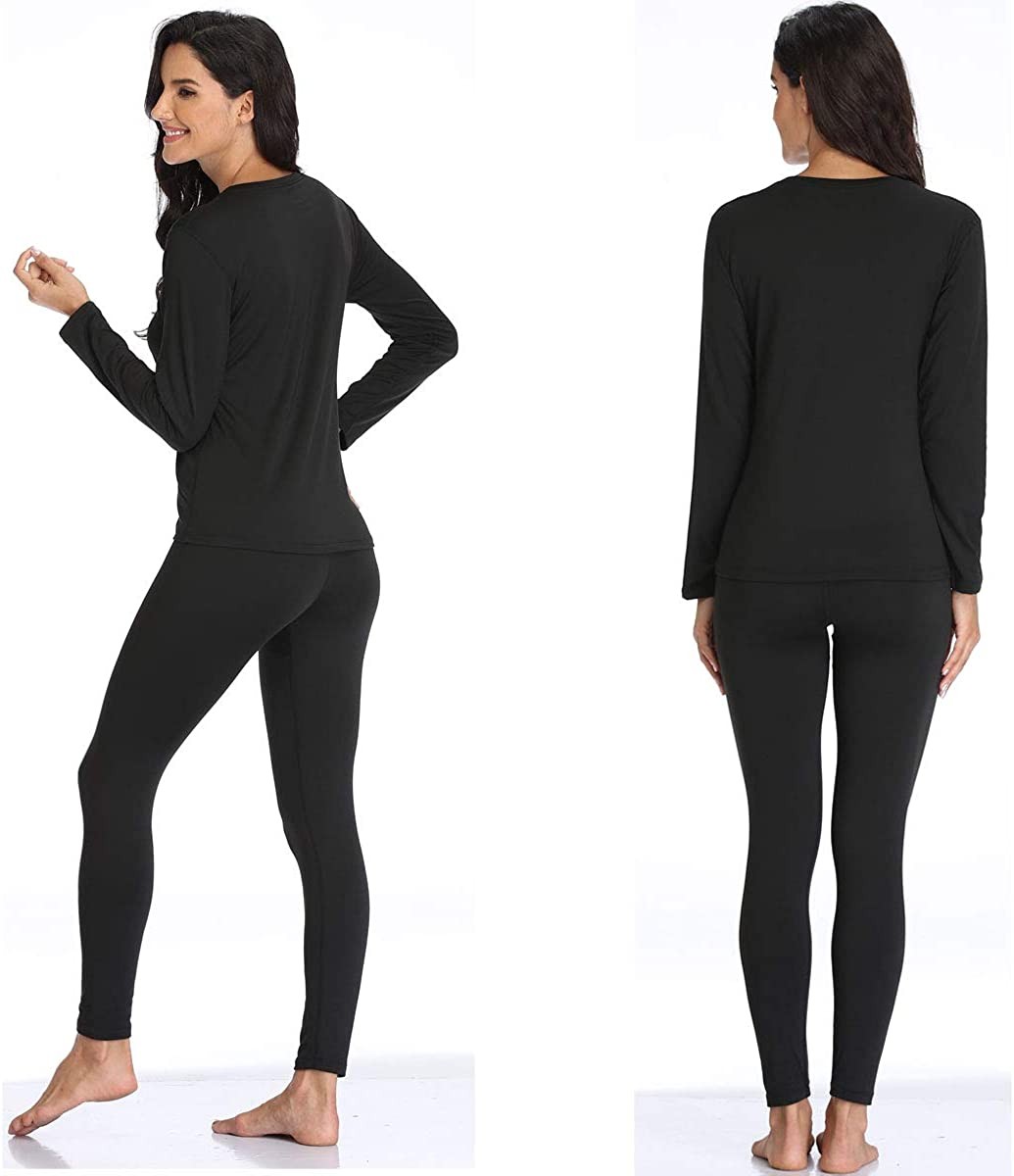 Women  s Thermal Underwear Set with Lightweight Ultra Soft Fleece Lined,Long John Set, Moisture-Wicking Skiing Base Layer