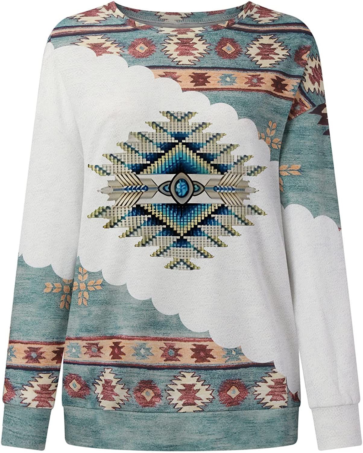 Women s Western Aztec Sweatshirt Long Sleeve Hoodie Pullover Vintage Tops Sweater Ethnic Graphic Fall 2022 Tees Tops