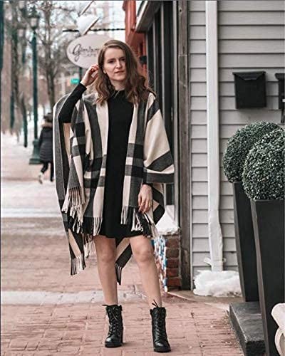 Moss Rose Women s Travel Plaid Shawl Wrap Open Front Poncho Cape for Fall Winter