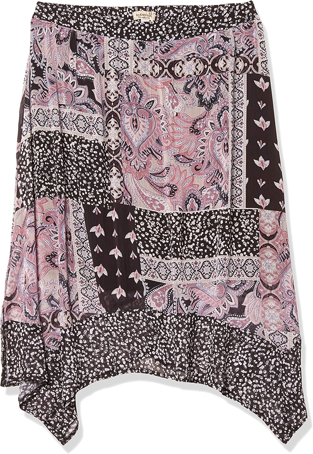 OneWorld Women s Pull on Printed Handkerchief Hem Skirt