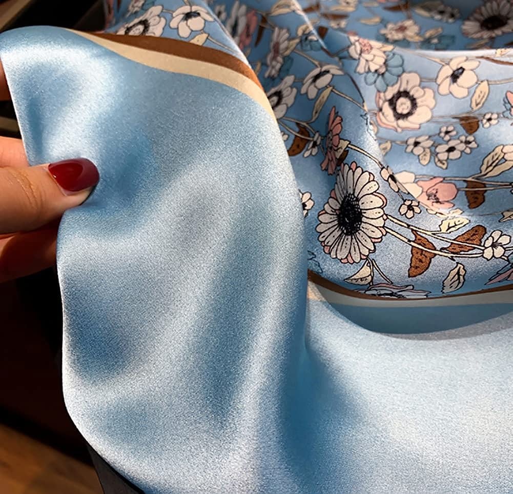 JERLA Women s Men s Small Square satin 100% Real Mulberry Silk Scarfs paisley Hair head face scarf 21" x 21"