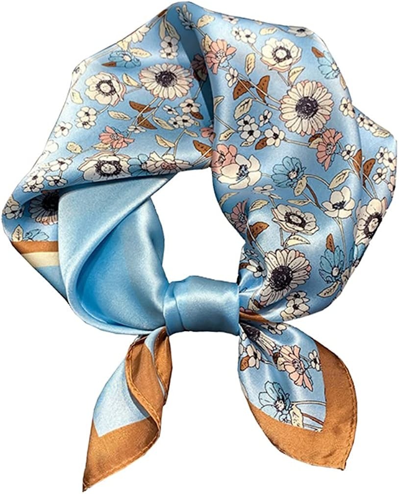 JERLA Women s Men s Small Square satin 100% Real Mulberry Silk Scarfs paisley Hair head face scarf 21" x 21"