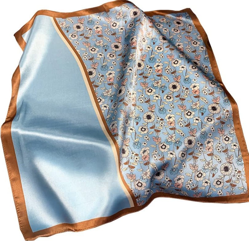 JERLA Women s Men s Small Square satin 100% Real Mulberry Silk Scarfs paisley Hair head face scarf 21" x 21"