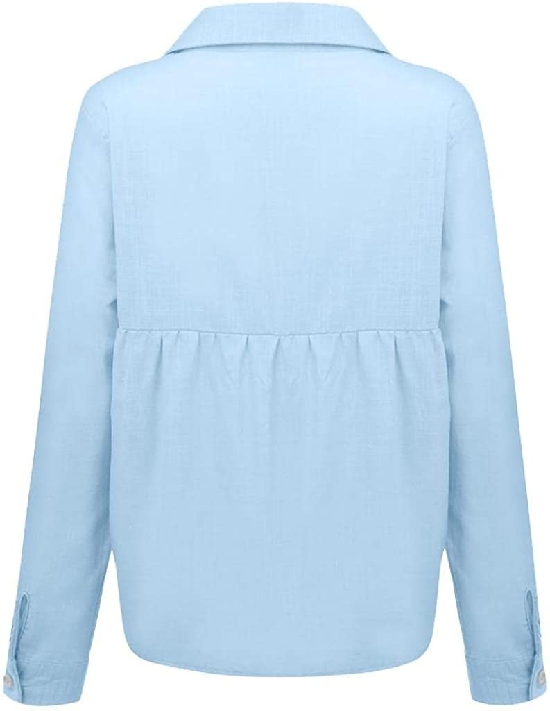 Blouses Shirts for Women Fashion 2022,Casual Long Sleeve Button Down Shirts Tops Plain Tees Dressy T Shirts A