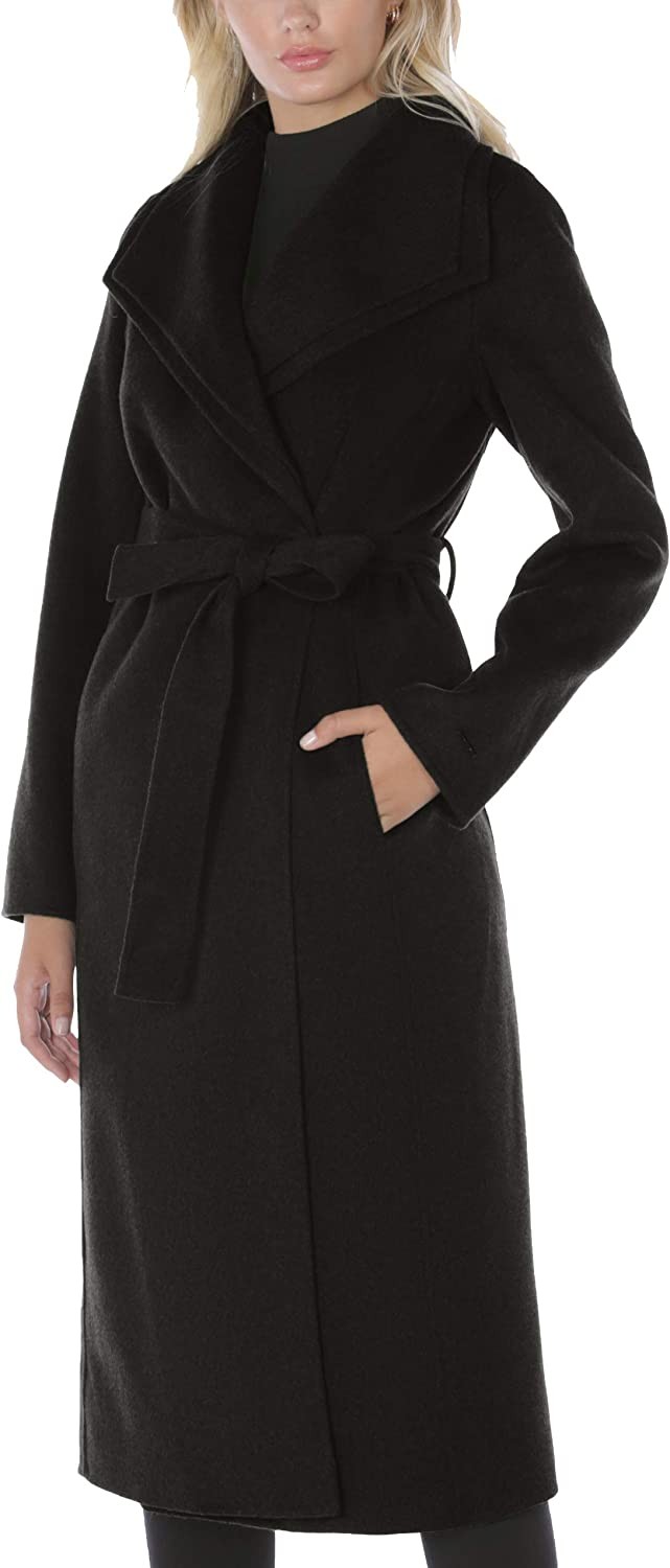 TAHARI Women s Maxi Double Face Wool Blend Wrap Coat