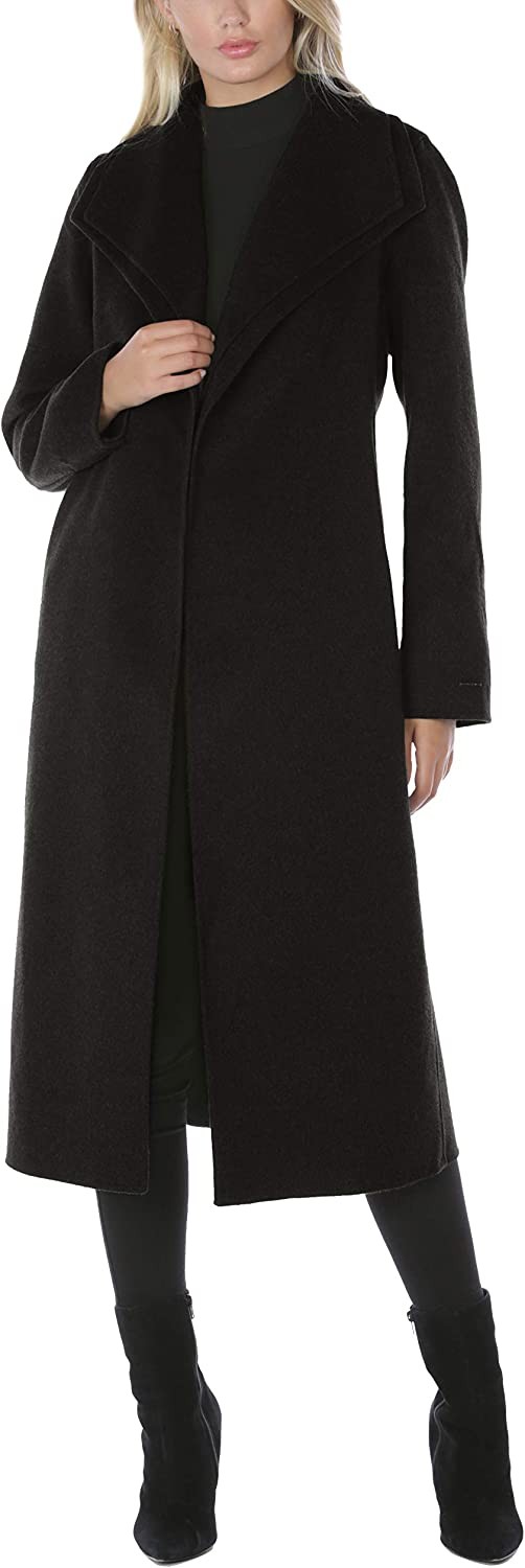 TAHARI Women s Maxi Double Face Wool Blend Wrap Coat