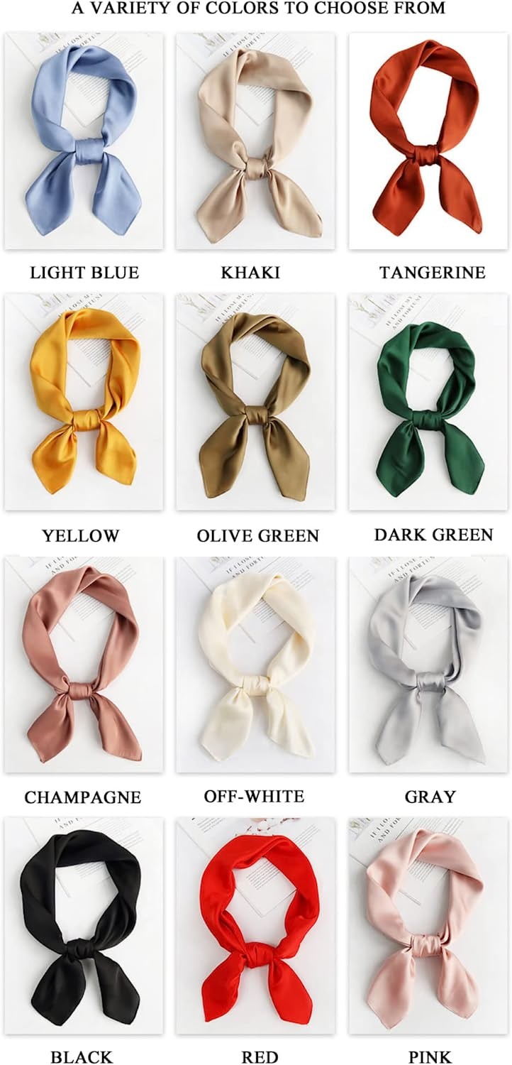Belsen Fashion Solid Silk Scarf 27.5" Lightweight Neckerchief Square Scarves