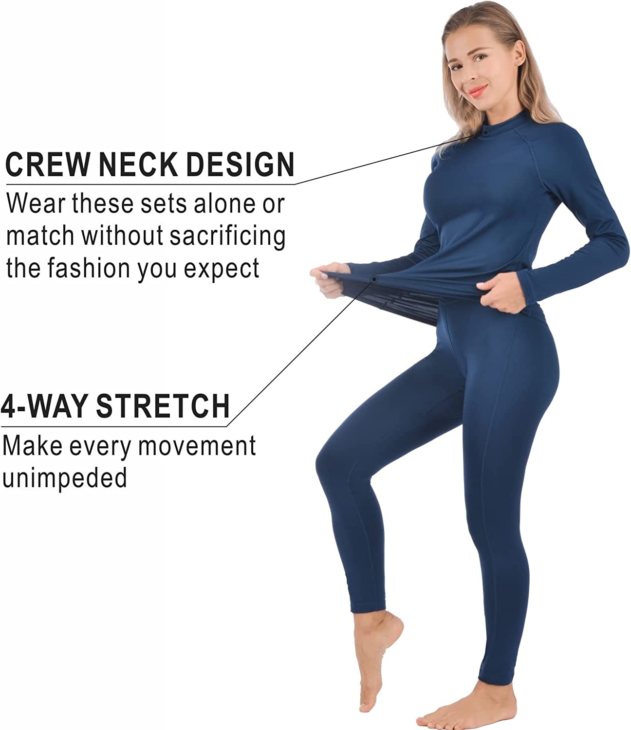 qualidyne Women’s Thermal Underwear Ultra-Soft Fleece Base Layer Long Johns Set Winter Sports Top and Bottom Suits