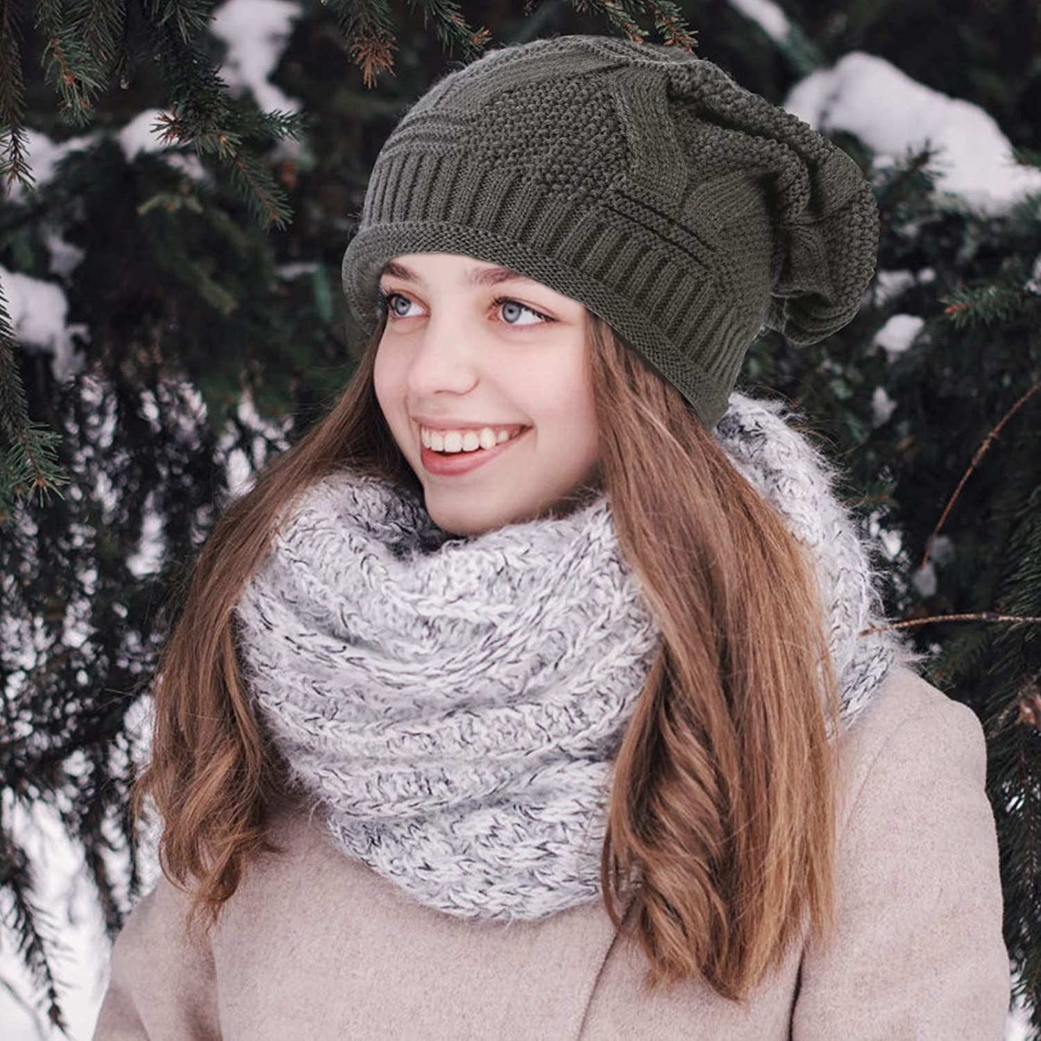 Senker Fashion 2 Pack Womens Slouchy Beanie Winter Knit Soft Hat for Women and Men