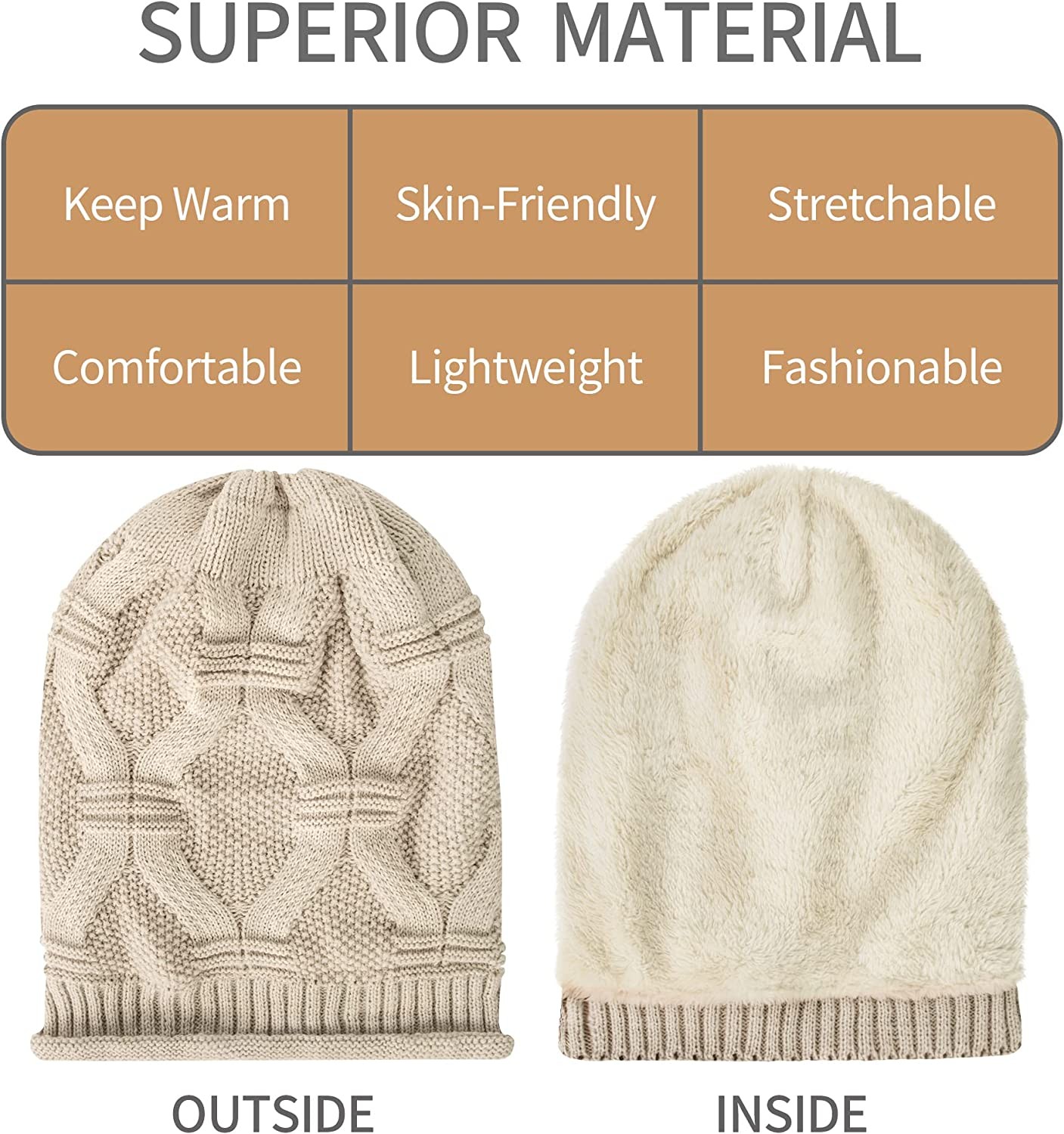 Senker Fashion 2 Pack Womens Slouchy Beanie Winter Knit Soft Hat for Women and Men