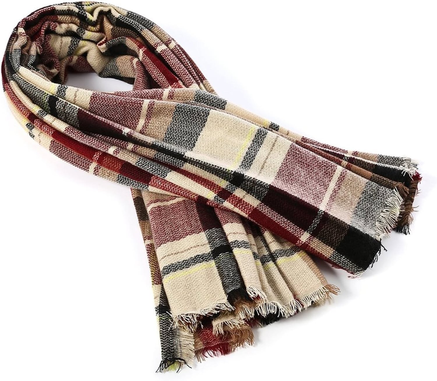 Women s Fall Winter Scarf Classic Tassel Plaid Scarf Warm Soft Chunky Large Blanket Wrap Shawl Scarves
