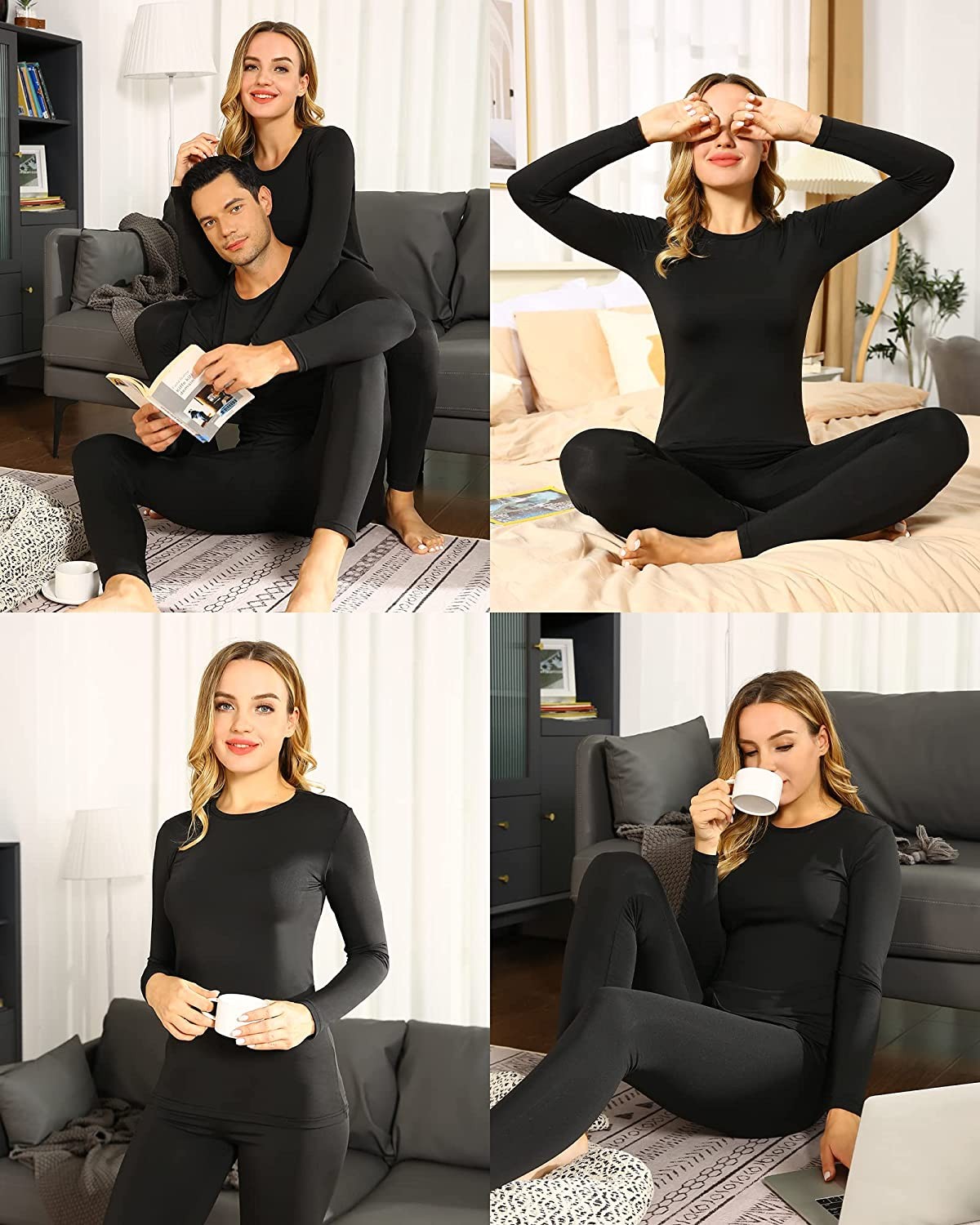 ViCherub Thermal Underwear Set for Women Fleece Lined Long Johns Base Layer Soft Top Bottom