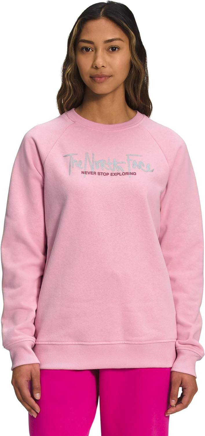 THE NORTH FACE Women s Graphic Injection Crew, Camo Pink/Mtlcslvr, X-Large