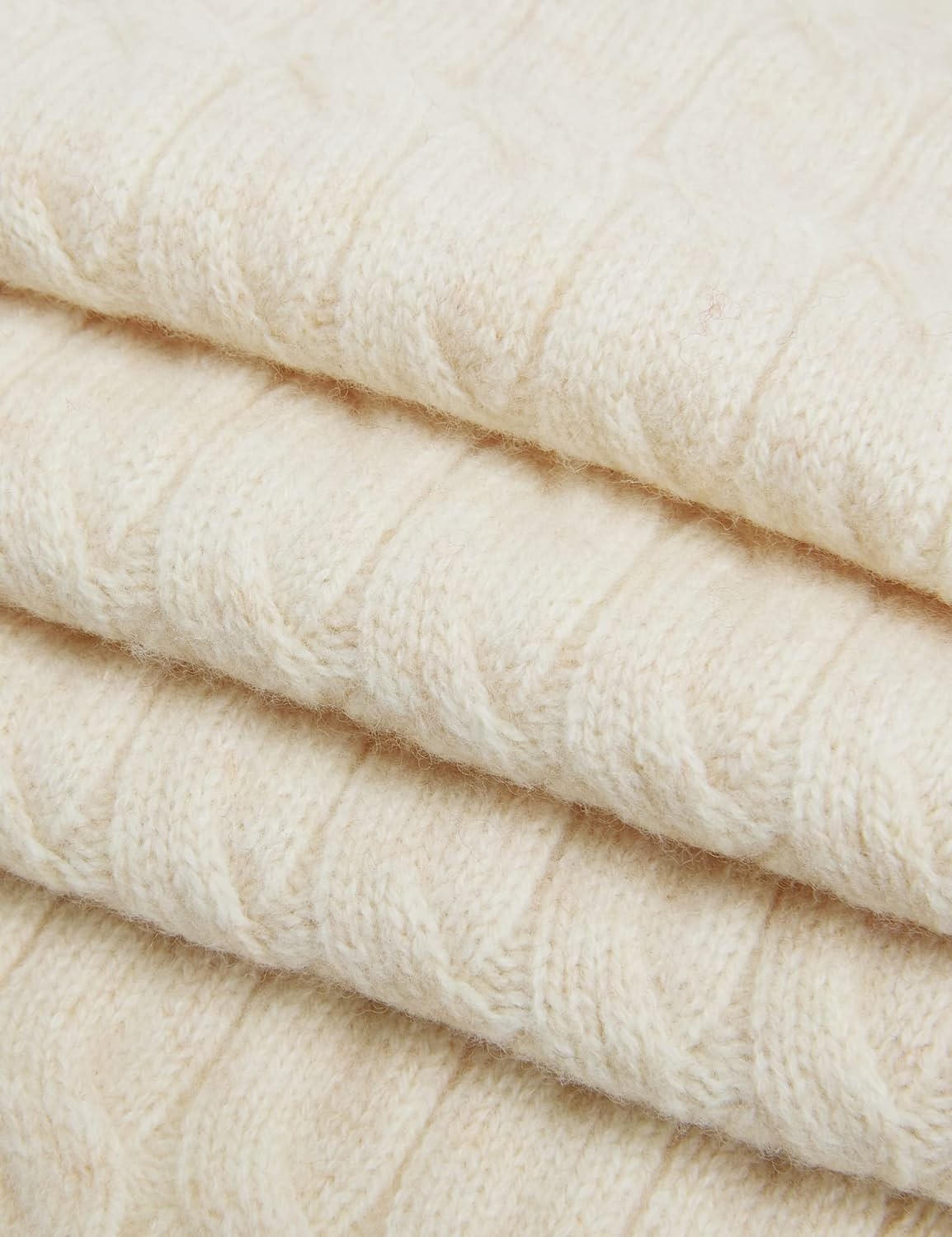 Liny Xin Women 100% Merino Wool Super Soft Warm Scarf (Beige)