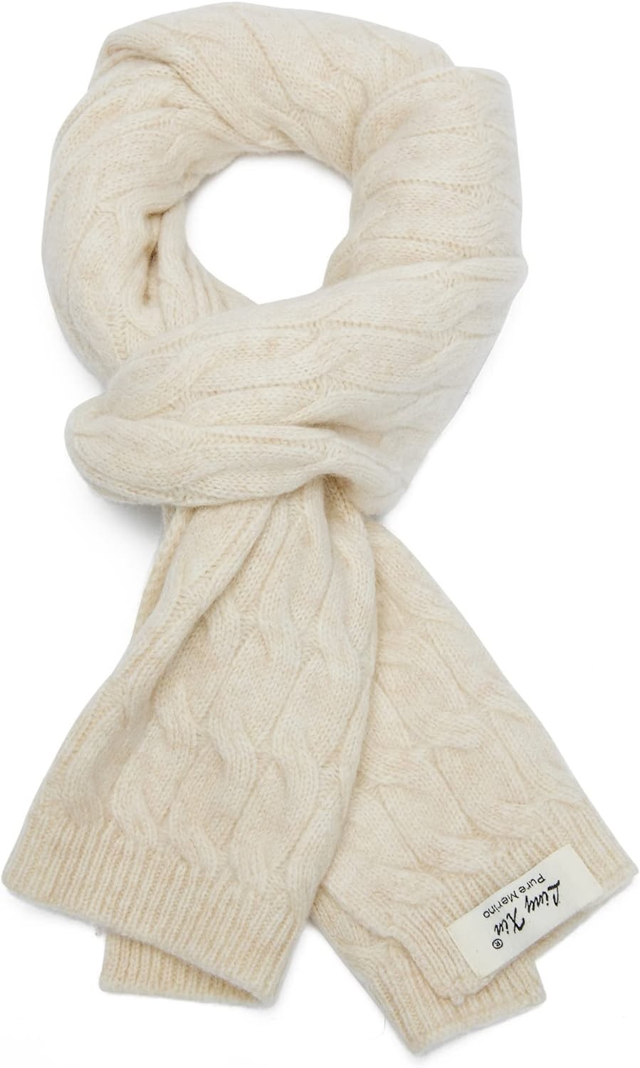Liny Xin Women 100% Merino Wool Super Soft Warm Scarf (Beige)