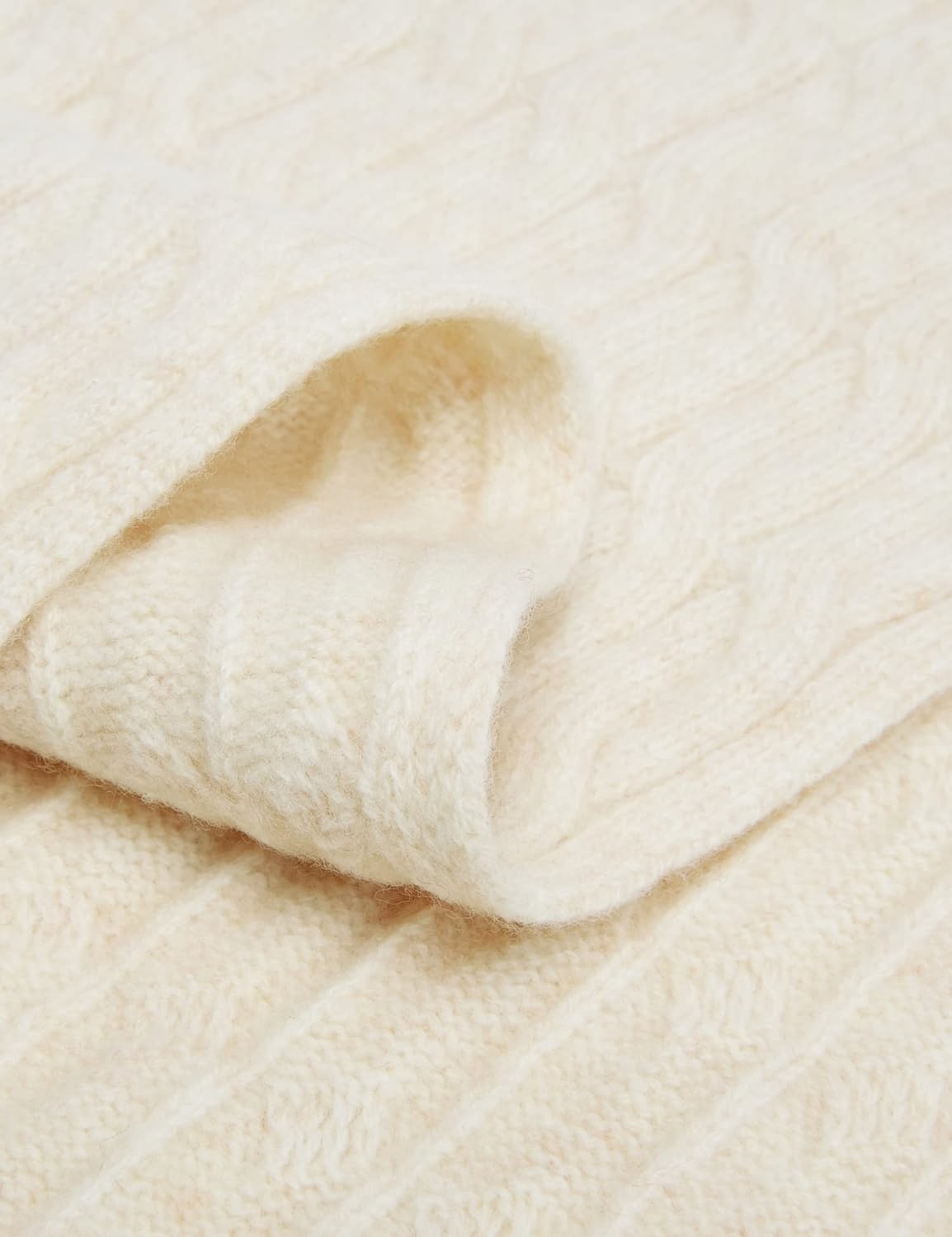 Liny Xin Women 100% Merino Wool Super Soft Warm Scarf (Beige)