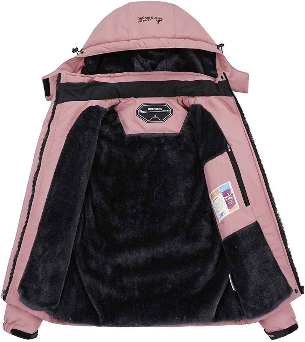 MOERDENG Women s Waterproof Ski Jacket Warm Winter Snow Coat Mountain Windbreaker Hooded Raincoat Jacket